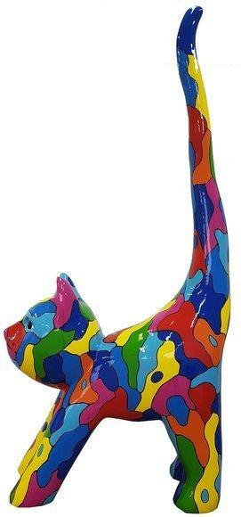 Decorative sculpture of gloss abstract colorful cat figure 190cm height