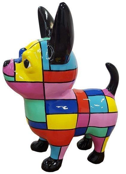Abstract decorative sculpture designed as colorful puppy with patterns 55 cm A763