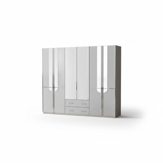 Wardrobe Gray Wooden Wardrobe Clothing Closet Mirror Bedroom Cabinet