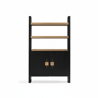 Cupboard with shelves Wooden cupboard Cupboard wood Black Design Gold New