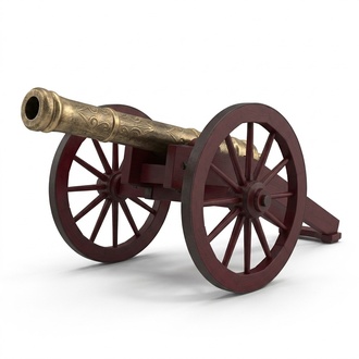 Classic medieval decorative figure of a cannon weapon in an original colours 160x70x65cm