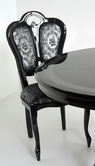 Chair Black Silver Design Living Room Dining Room Wood Chairs Upholstery Made Italy