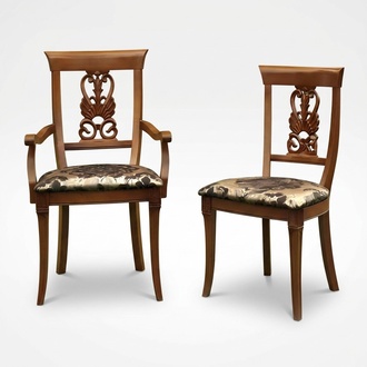 Chair Brown Design Living Room Dining Room Wood Chairs Upholstered with Armrest Baroque
