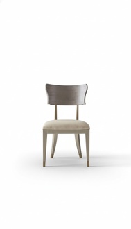 Luxury italian chair stainless steel soft seat & rounded wood backrest