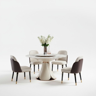 Chair Set 4x Chairs Milk Leather Luxury Dining Room New Creative Design Furniture Chair