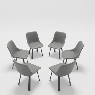 Dining Room Chair Set 6x Chairs Without Armrests Modern Style Faux Leather Stainless Steel