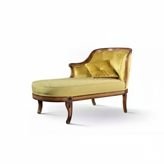 Chaise Longue Fabric Sofa Recliner Chaise Classic Yellow Couch Textile New