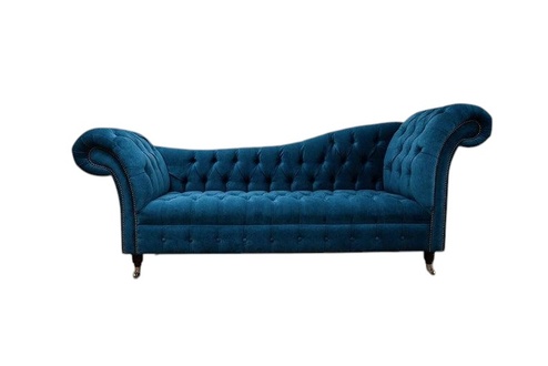 Chaise Longue Type Sofa Sofa 3-Seater Textile Upholstered Blue Comfortable Couch New