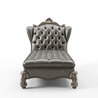 Chaise longues Chesterfield Chaise Leather Sofa Relax Silver Baroque Rococo