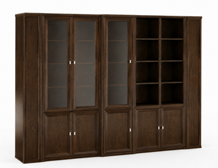 Luxurious brown office cabinet workplace stylish wooden furniture shelves