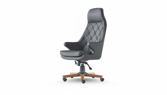 Executive Chair Black Classic Chesterfield Wheels Office Room Wood