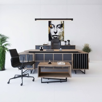Executive office furniture set desk coffee table filing cabinet table 3-piece sets