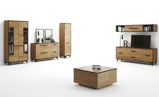 Chest of Drawers TV Stand Shelf Living Room 6pcs. Furniture Wall Unit Living Walls Set