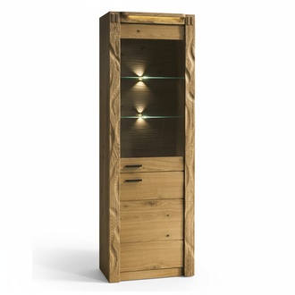 Modern style made of real wooden showcase/cupboard with swing doors & backlit glass shelves, model - F – W 1/2 L,P