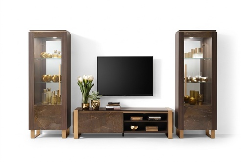 Showcase Display Cabinet Glass Door With Shelves Premium Living Room Furniture New
