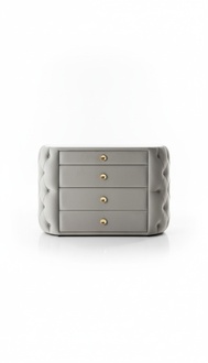 Chest of Drawers Grey Textile Chest of 4 Drawers Wood Drawer Cabinet Chest of Drawers New