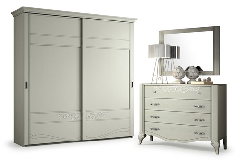 Chest of drawers mirror cabinet dressers shelf console furniture wooden cabinet Italy set 2 pieces.