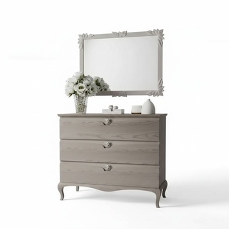 Chest of Drawers Mirror Cabinet Luxury Chests of Drawers Shelf Console Furniture Set 2 pcs.