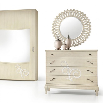 Dresser Mirror Wood Dressers Drawers Modern Wardrobe Consol Set 2pcs.