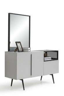 Chest of drawers mirror wood set modern design furniture group white luxury 2pcs