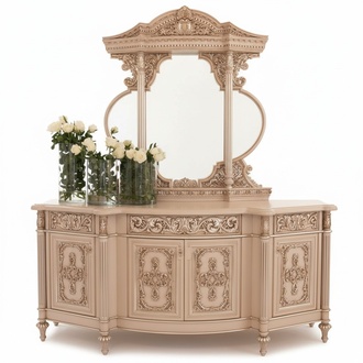 Chest of Drawers Sideboard Dressers Mirror Set Real Wood Italian Furniture Antique Style