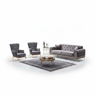 Chesterfield 2x Armchair Textile Upholstered Furniture Luxury Upholstered Seating Living Room