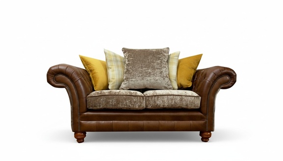 Chesterfield 2 seater brown leather living room modern design couches sofa luxury