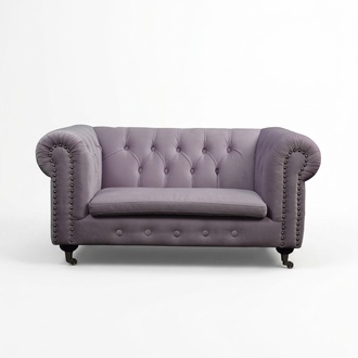 Chesterfield 2-Seater Classic Luxury Baroque Rococo Sofa Textile Leather Couch on Casters