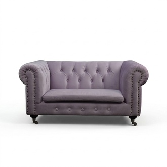 Chesterfield 2-Seater Classic Luxury Baroque Rococo Sofa Textile Leather Couch with Wheels