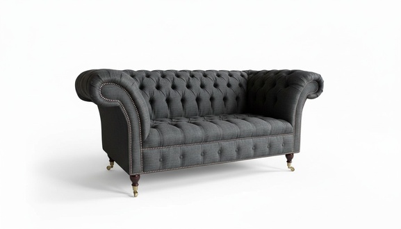 Chesterfield 2 Seater Couch Upholstery Seat Textile Fabric Leather Couches Sofas Sofa