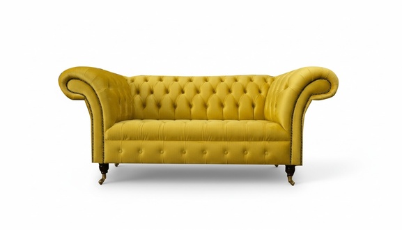 Chesterfield 2 Seater Furniture Modern Design Textile Living Room Couches Yellow Sofas