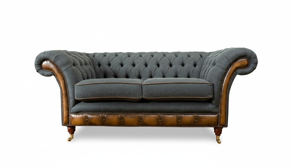 Chesterfield 2 Seater Gray Sofas Living Room Modern Design Sofa Sofas Fabric
