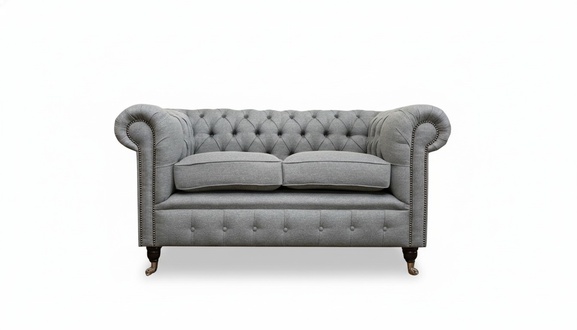 Chesterfield 2 Seater Light Gray Fabric Living Room Design Upholstery Sofa Sofas Textile