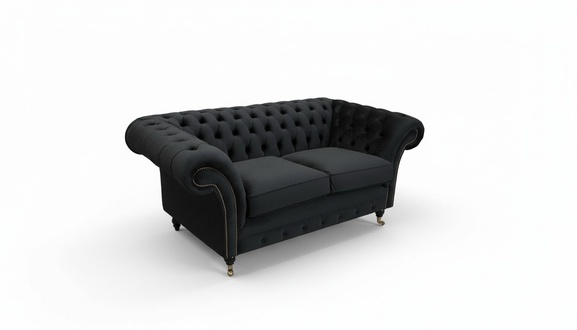 Chesterfield 2 seater couch textile fabric sofa furniture elegant design velvet designer