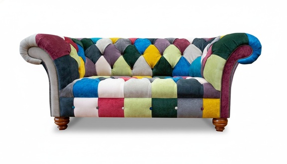 Chesterfield 2 seater sofa textile living room modern design couches couch sofas