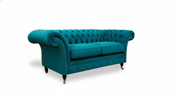 Chesterfield 2 Seater Textile Turquoise Modern Design Couchen Sofa Creative Furniture