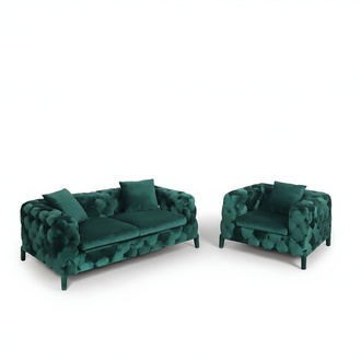 Chesterfield 3+1 Sofa Set Green Chesterfield sofa fabric Textile couches upholstery set