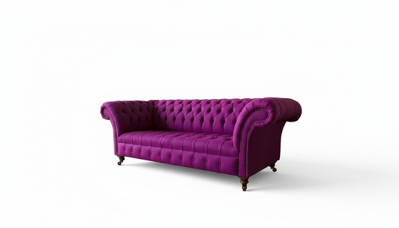 Chesterfield 3Seater Purple Fabric Design Couches Upholstery Sofas New Creative Sofa