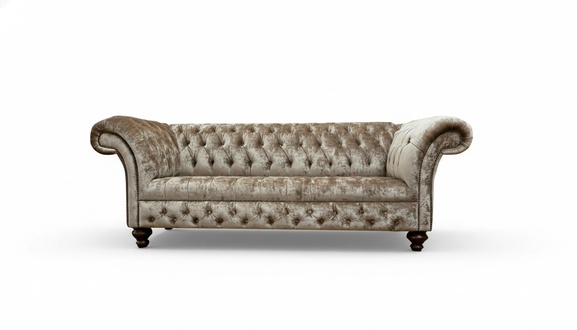 Chesterfield 3 Seater Sofa Brown Modern Creative Furniture Textile Living Room Couches
