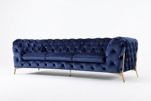 Chesterfield 3 Seat Couch Cushion Three Seater Design Couches Textile Fabric Italy