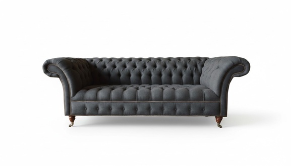 Chesterfield 3 Seat Textile Dark Grey Modern Design Couches Sofa Furniture Designer