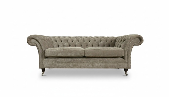 Chesterfield 3 Seater Beige Living Room Modern Design Sofa Creative Furniture Fabric