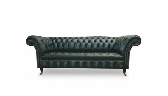 Chesterfield 3 seater black leather living room modern design couches sofa new