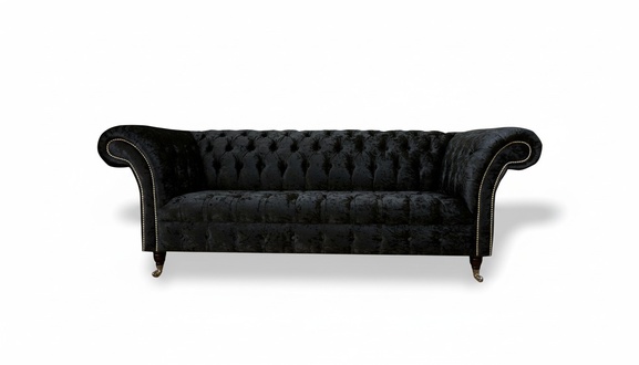 Chesterfield 3 Seater Black Fabric Living Room Design Couches Sofa Sofas Textile