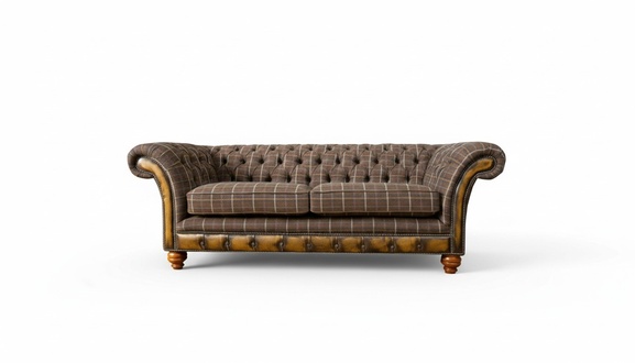 Chesterfield 3 Seater Brown Classic Textile Three Seater Leather Couch Design Furniture