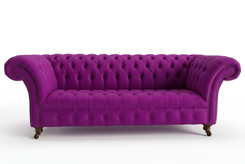 Chesterfield 3-Seater Classic Luxury Purple Sofa Couch Textile Couch Upholstered New