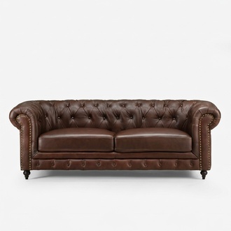 Chesterfield 3-seater Classic Luxurious Baroque Rococco Sofa Textile Leather Couch New