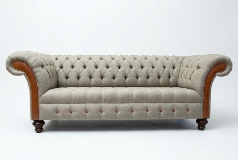 Chesterfield 3-seater Classic Luxury Baroque Rococo Couch Sofa Textile Couch