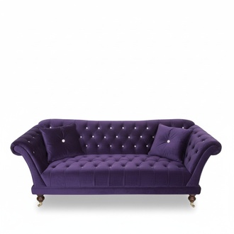 Chesterfield 3 Seater Elegant Sofas Textile Couch Luxury Blue Sofa