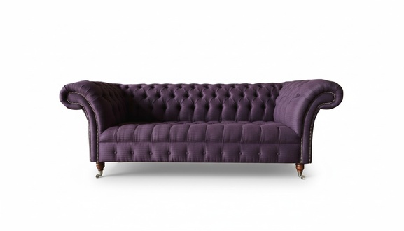 Chesterfield 3 Seater Fabric Living Room Textile Purple Design Violet Sofa Furniture New